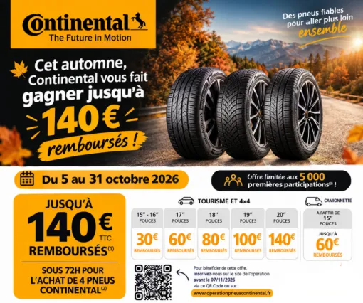 Cet automne, Continental vous fait gagner jusqu’à 140 € !, Saint-Clair-du-Rhône, Groupe BONNETON